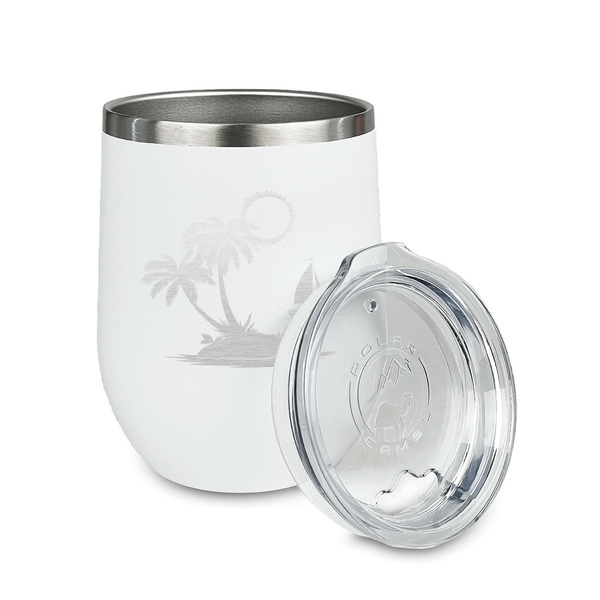 Tropical Sunset Stainless Wine Tumblers - White - Double Sided - Alt View