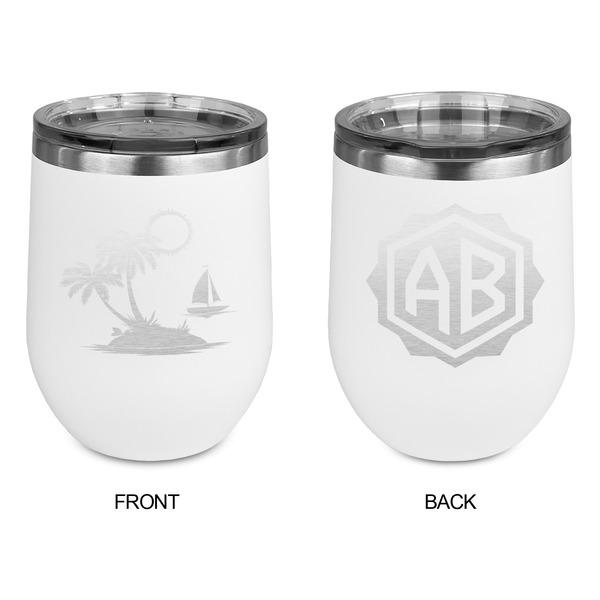 Tropical Sunset Stainless Wine Tumblers - White - Double Sided - Approval
