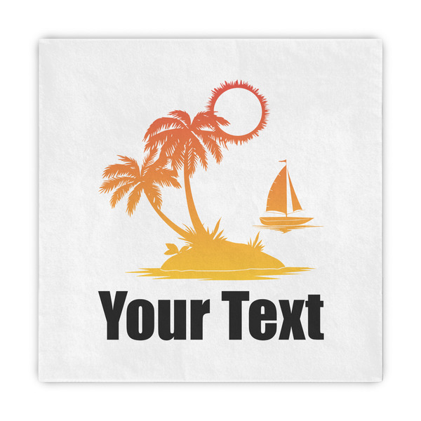 Custom Tropical Sunset Decorative Paper Napkins (Personalized)