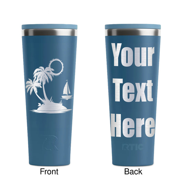 Tropical Sunset Steel Blue RTIC Everyday Tumbler - 28 oz. - Front and Back
