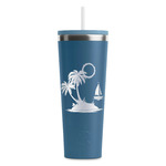 Tropical Sunset RTIC Everyday Tumbler with Straw - 28oz - Steel Blue - Double-Sided (Personalized)