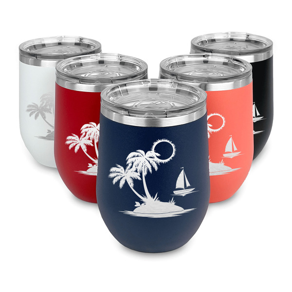 Tropical Sunset Steel Wine Tumblers Multiple Colors