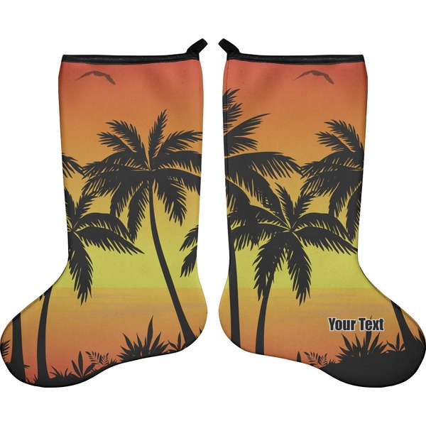 Custom Tropical Sunset Holiday Stocking - Double-Sided - Neoprene (Personalized)