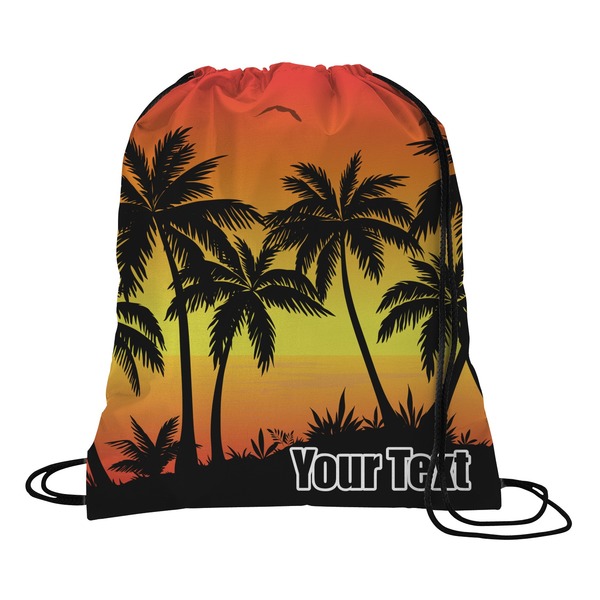 Custom Tropical Sunset Drawstring Backpack (Personalized)
