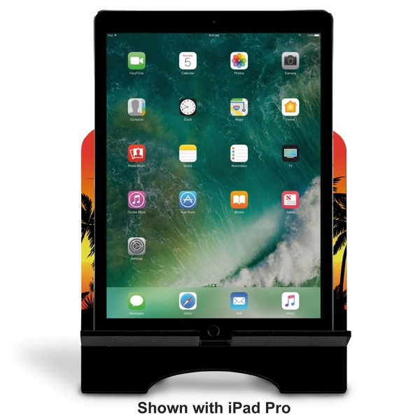 Tropical Sunset Stylized Tablet Stand - Front with ipad