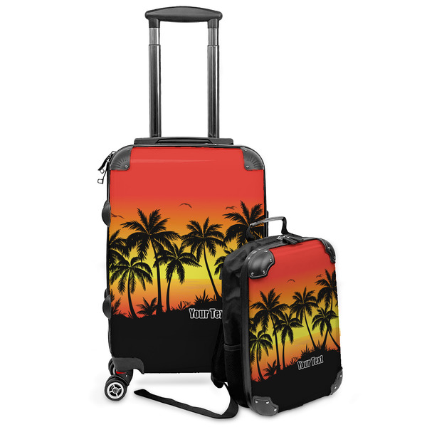 Custom Tropical Sunset Kids 2-Piece Luggage Set - Suitcase & Backpack (Personalized)