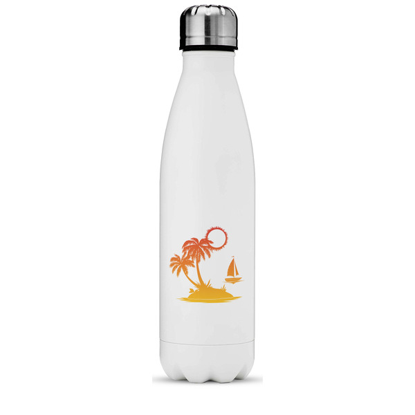 Custom Tropical Sunset Water Bottle - 17 oz. - Stainless Steel - Full Color Printing (Personalized)