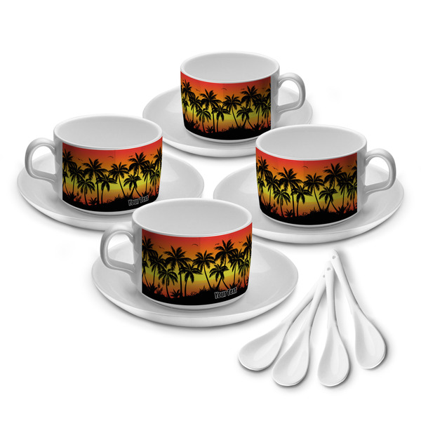 Custom Tropical Sunset Tea Cup - Set of 4 (Personalized)