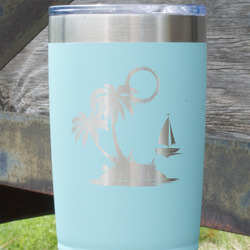 Tropical Sunset 20 oz Stainless Steel Tumbler - Teal - Double Sided (Personalized)