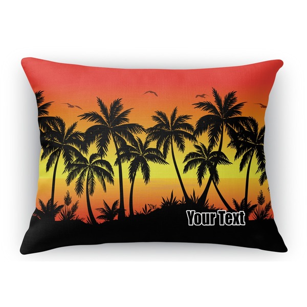 Custom Tropical Sunset Rectangular Throw Pillow Case (Personalized)