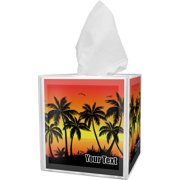 Custom Tropical Sunset Tissue Box Cover (Personalized)