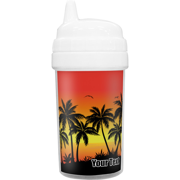 Custom Tropical Sunset Toddler Sippy Cup (Personalized)