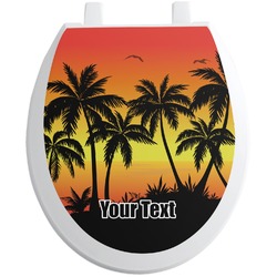 Tropical Sunset Toilet Seat Decal - Round (Personalized)