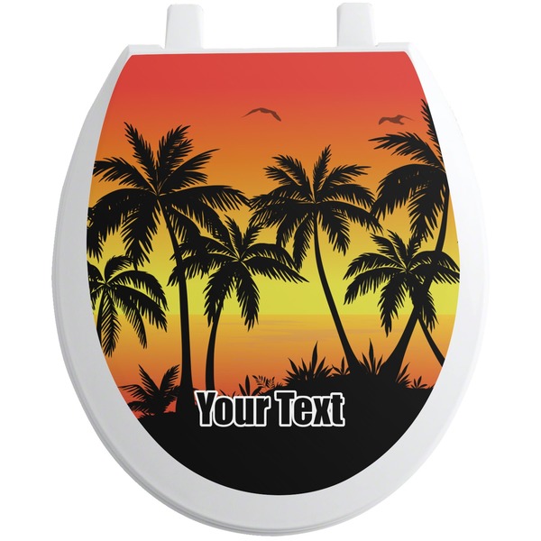 Custom Tropical Sunset Toilet Seat Decal - Round (Personalized)