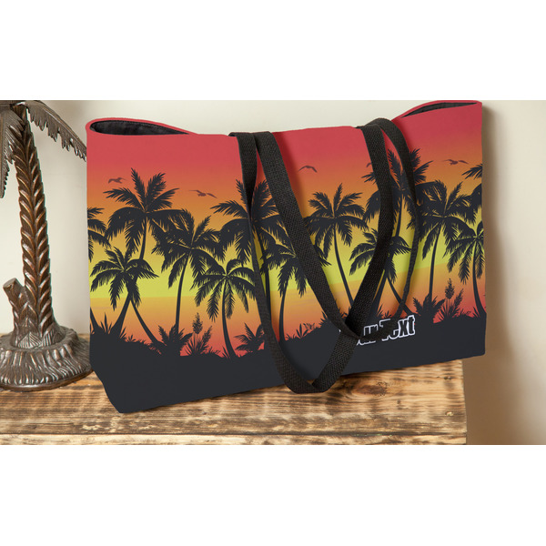 Tropical Sunset Tote w/Black Handles - Lifestyle View