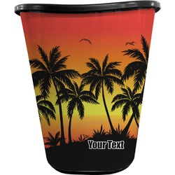 Tropical Sunset Waste Basket - Double Sided (Black) (Personalized)