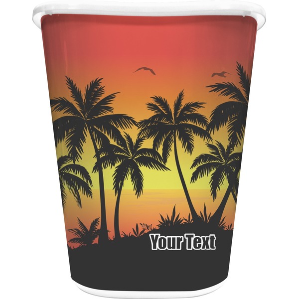 Custom Tropical Sunset Waste Basket - Single Sided (White) (Personalized)