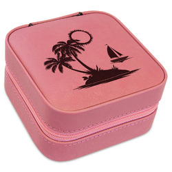 Tropical Sunset Travel Jewelry Boxes - Pink Leather