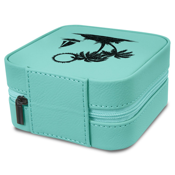 Tropical Sunset Travel Jewelry Boxes - Leather - Teal - View from Rear
