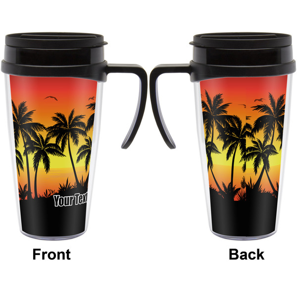 Tropical Sunset Travel Mug with Black Handle - Approval