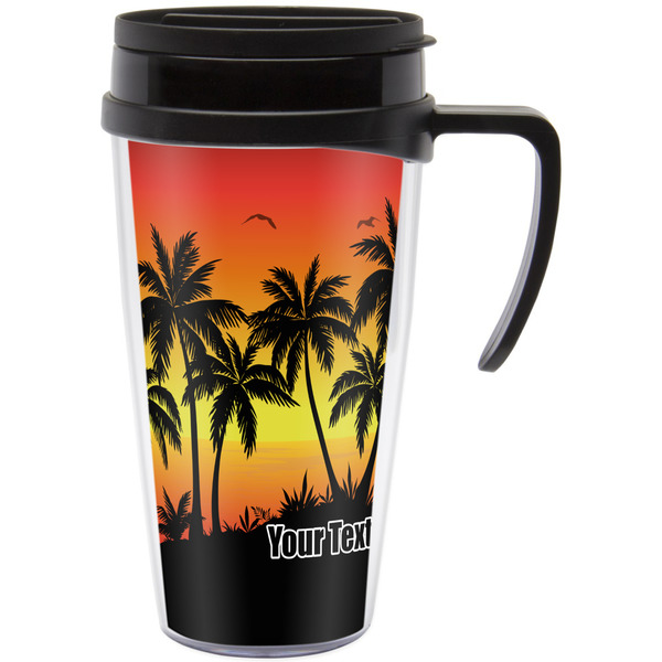Custom Tropical Sunset Acrylic Travel Mug with Handle (Personalized)