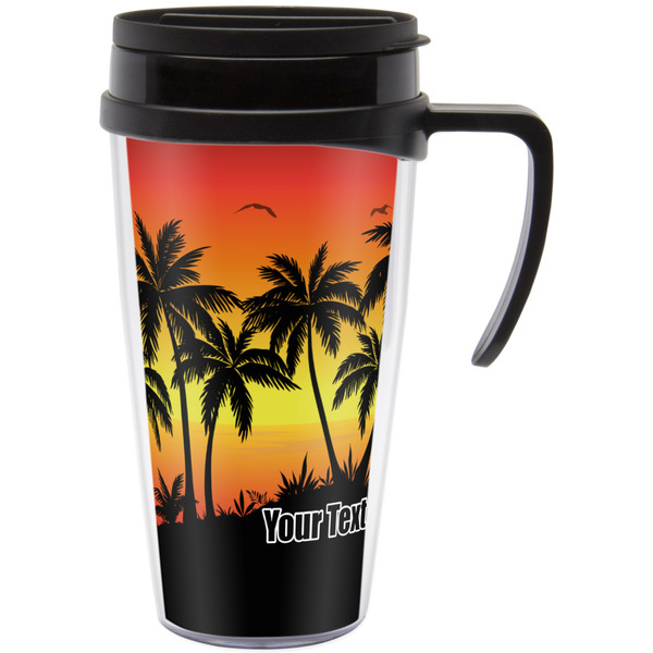 Custom Tropical Sunset Acrylic Travel Mug with Handle (Personalized)