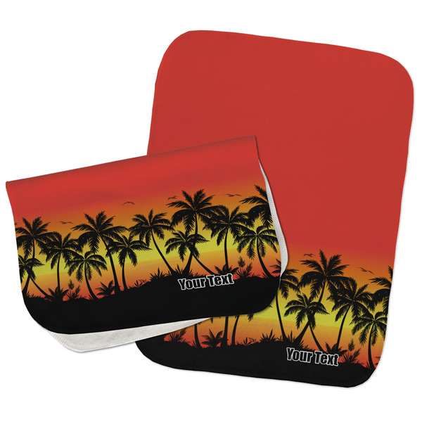 Tropical Sunset Two Rectangle Burp Cloths - Open & Folded