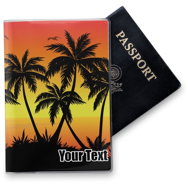 Custom Tropical Sunset Vinyl Passport Holder (Personalized)
