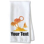 Tropical Sunset Kitchen Towel - Waffle Weave - Partial Print (Personalized)