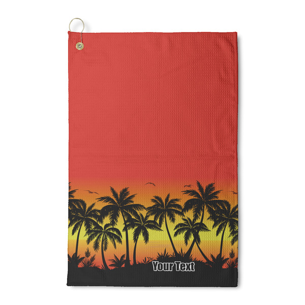 Custom Tropical Sunset Waffle Weave Golf Towel (Personalized)