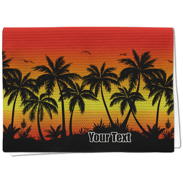 Custom Tropical Sunset Kitchen Towel - Waffle Weave - Full Color Print (Personalized)