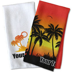 Tropical Sunset Kitchen Towel - Waffle Weave (Personalized)