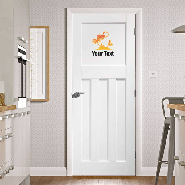 Tropical Sunset Wall Graphic on Door