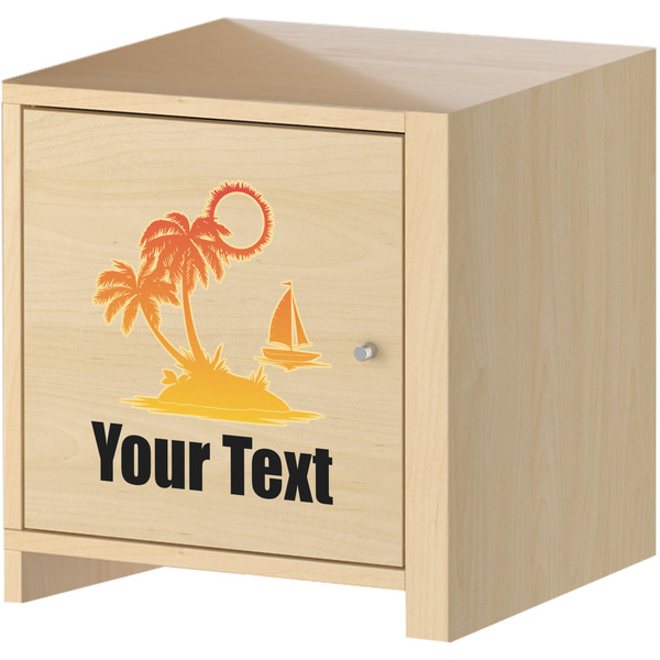 Tropical Sunset Wall Graphic on Wooden Cabinet