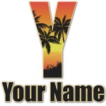 Tropical Sunset Name & Initial Decal - Up to 18"x18" (Personalized)