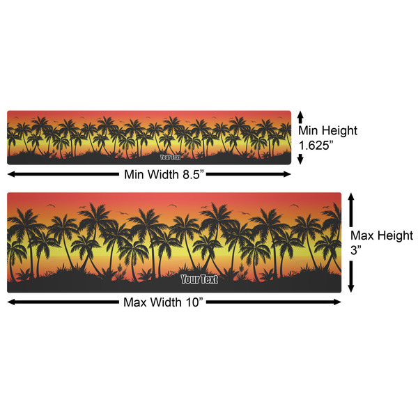Tropical Sunset Water Bottle Labels w/ Dimensions