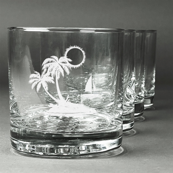 Custom Tropical Sunset Whiskey Glasses (Set of 4)