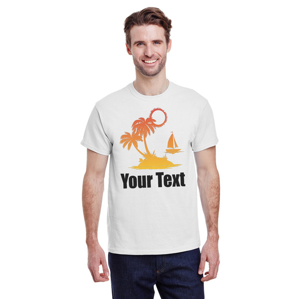 Custom Tropical Sunset T-Shirt - White - Medium (Personalized)
