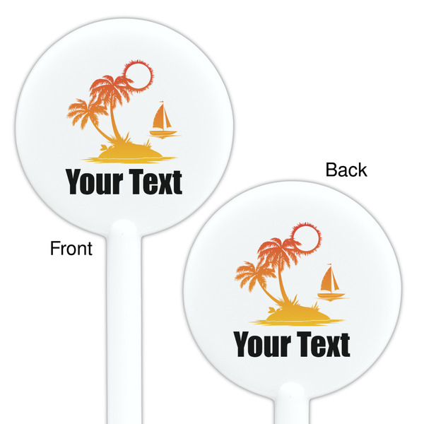 Tropical Sunset White Plastic 5.5" Stir Stick - Double Sided - Round - Front & Back