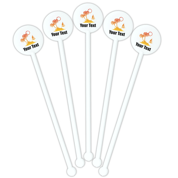 Tropical Sunset White Plastic 5.5" Stir Stick - Fan View