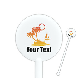 Tropical Sunset 5.5" Round Plastic Stir Sticks - White - Double Sided (Personalized)