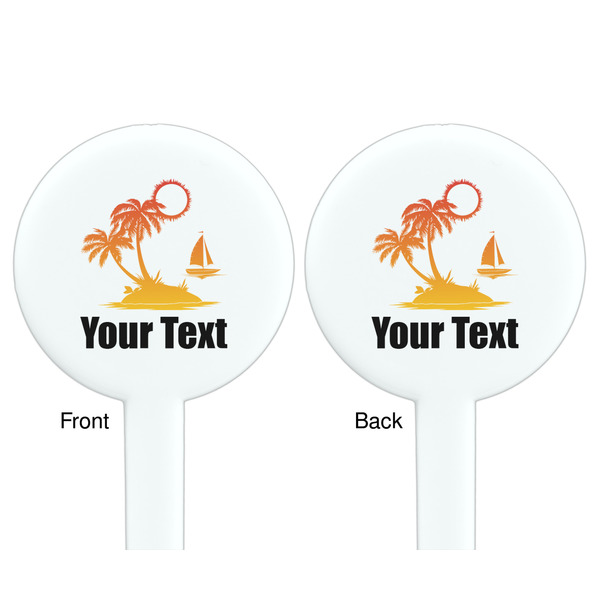 Tropical Sunset White Plastic 7" Stir Stick - Double Sided - Round - Front & Back