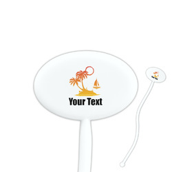 Tropical Sunset 7" Oval Plastic Stir Sticks - White - Double Sided (Personalized)