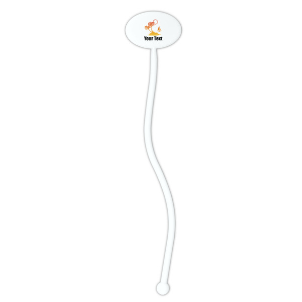 Tropical Sunset White Plastic 7" Stir Stick - Oval - Single Stick