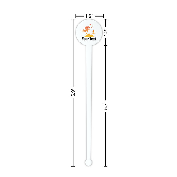 Tropical Sunset White Plastic 7" Stir Stick - Round - Dimensions