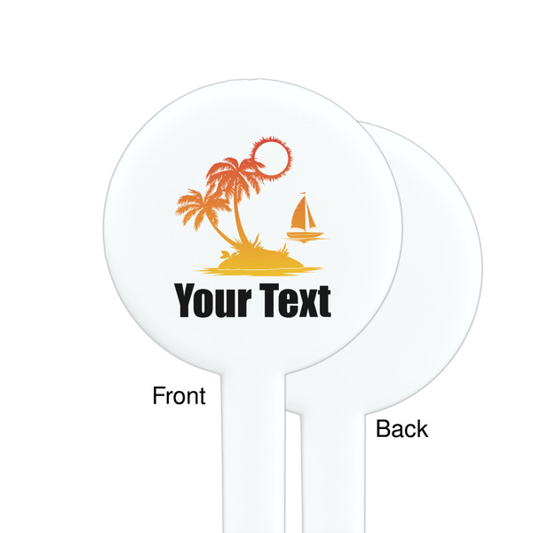 Tropical Sunset White Plastic 7" Stir Stick - Single Sided - Round - Front & Back
