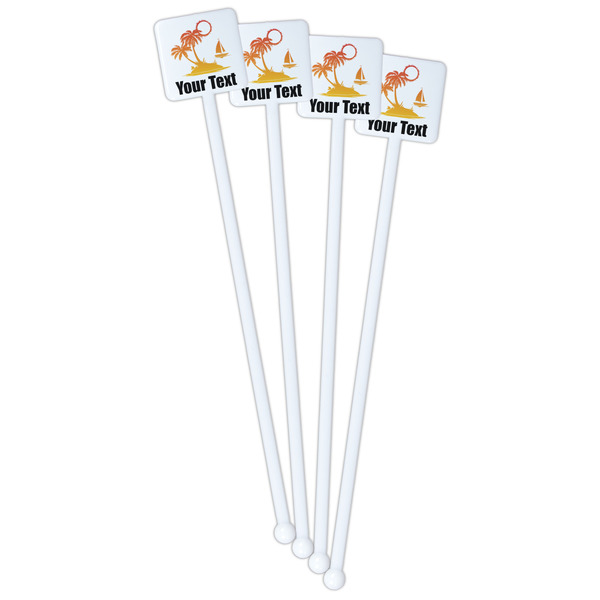 Tropical Sunset White Plastic Stir Stick - Double Sided - Square - Front