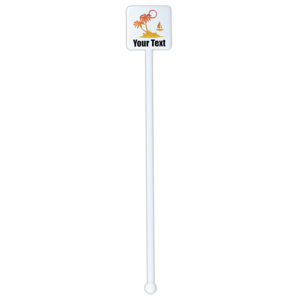 Tropical Sunset White Plastic Stir Stick - Double Sided - Square - Single Stick