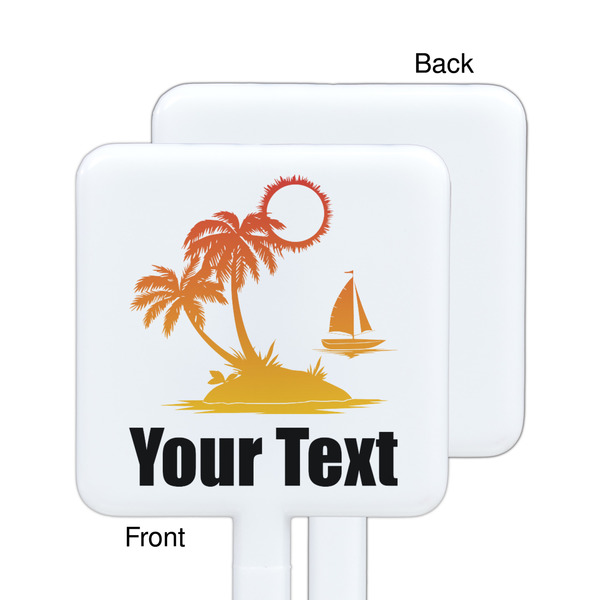 Tropical Sunset White Plastic Stir Stick - Single Sided - Square - Approval