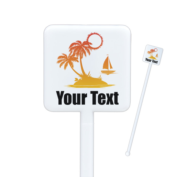 Custom Tropical Sunset Square Plastic Stir Sticks - Double Sided (Personalized)